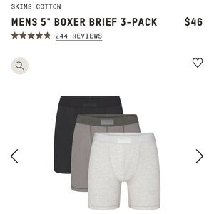 SKIMS Cotton Boxer Brief 3 Pack 5” Heather Multi NWT